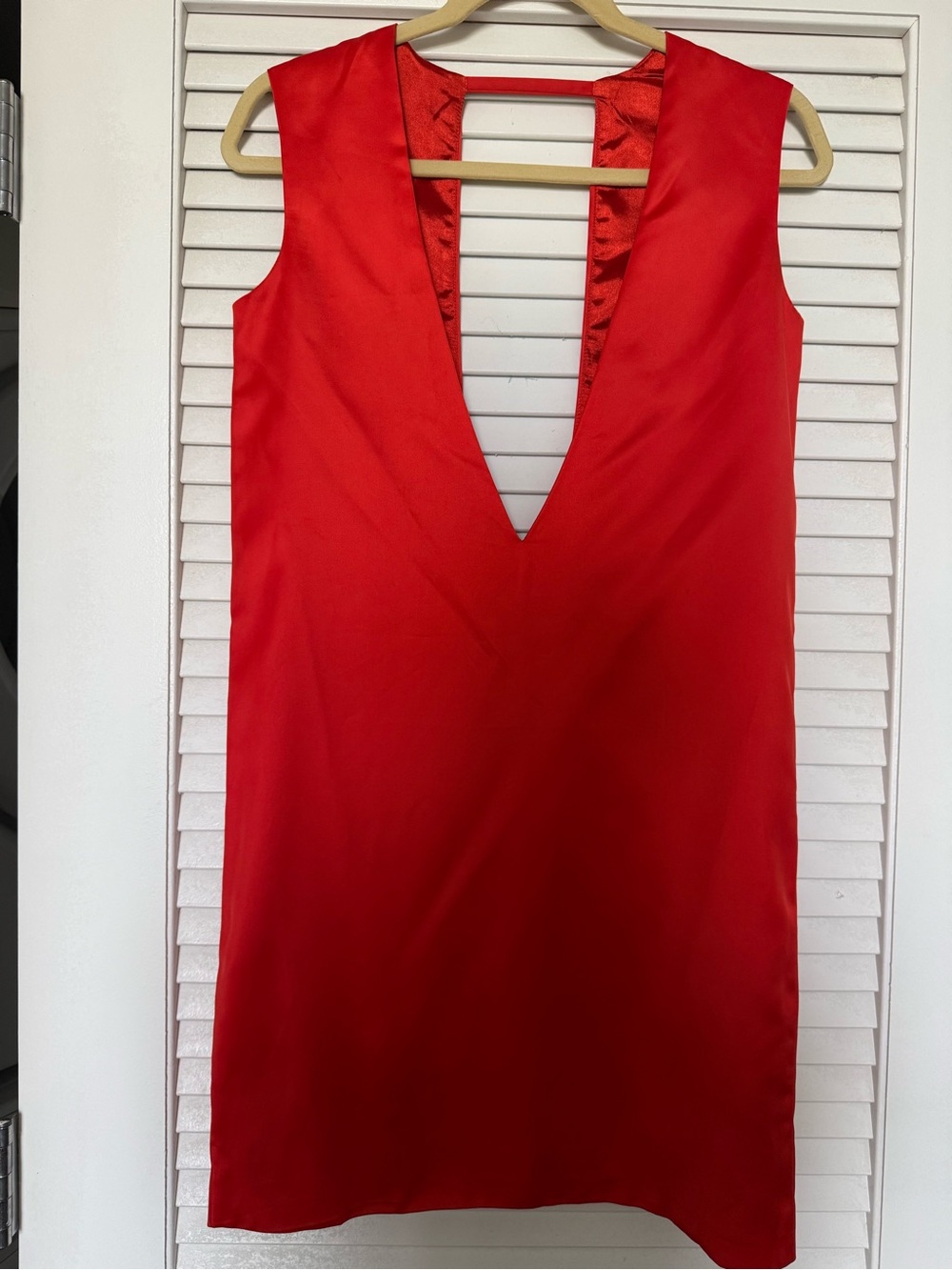 Deep V-Neck Red Mini Dress